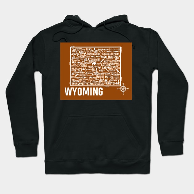 Wyoming Map Hoodie by fiberandgloss